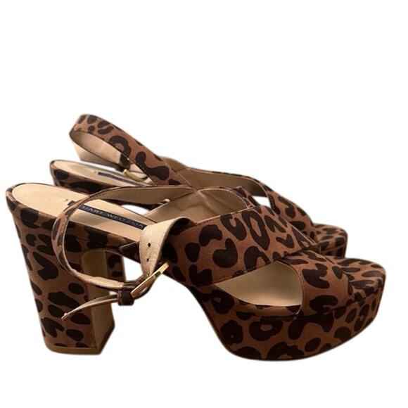 Stuart Weitzman Shoes Women's 8.5 Brown Jerry Cheetah Suede Slingback Sandals - Picture 4 of 9